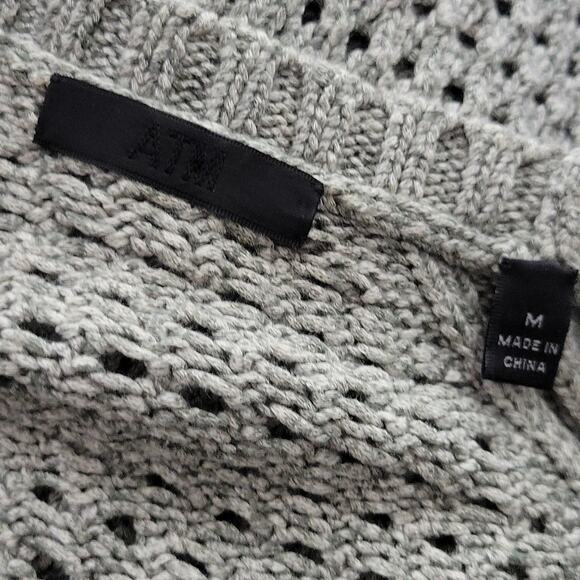 ATM Anthony Thomas Melillo Gray Open Knit Crewneck Sweater Women's Medium - Picture 5 of 6